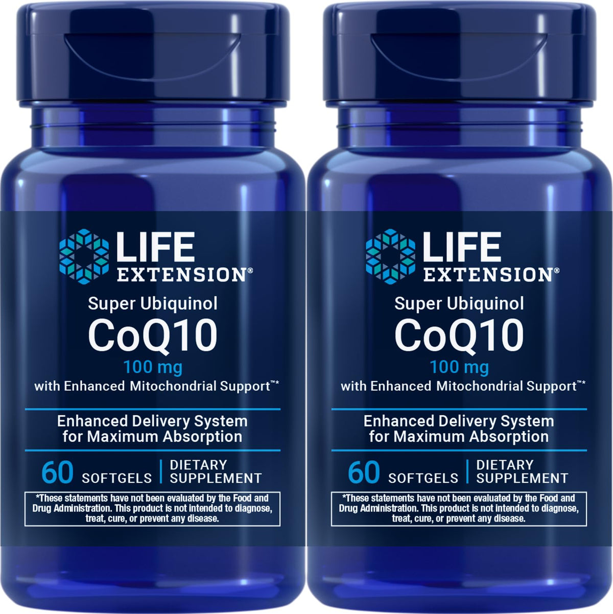 Life Extension Super Ubiquinol CoQ10 100 mg gélules devant l'emballage