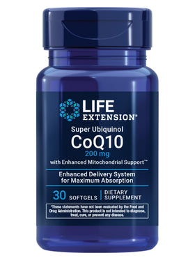 Life Extension Super Ubiquinol CoQ10 200 mg 30 gélules vue de face
