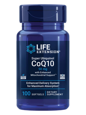 Life Extension Super Ubiquinol CoQ10 50 mg 100 gélules vue de face