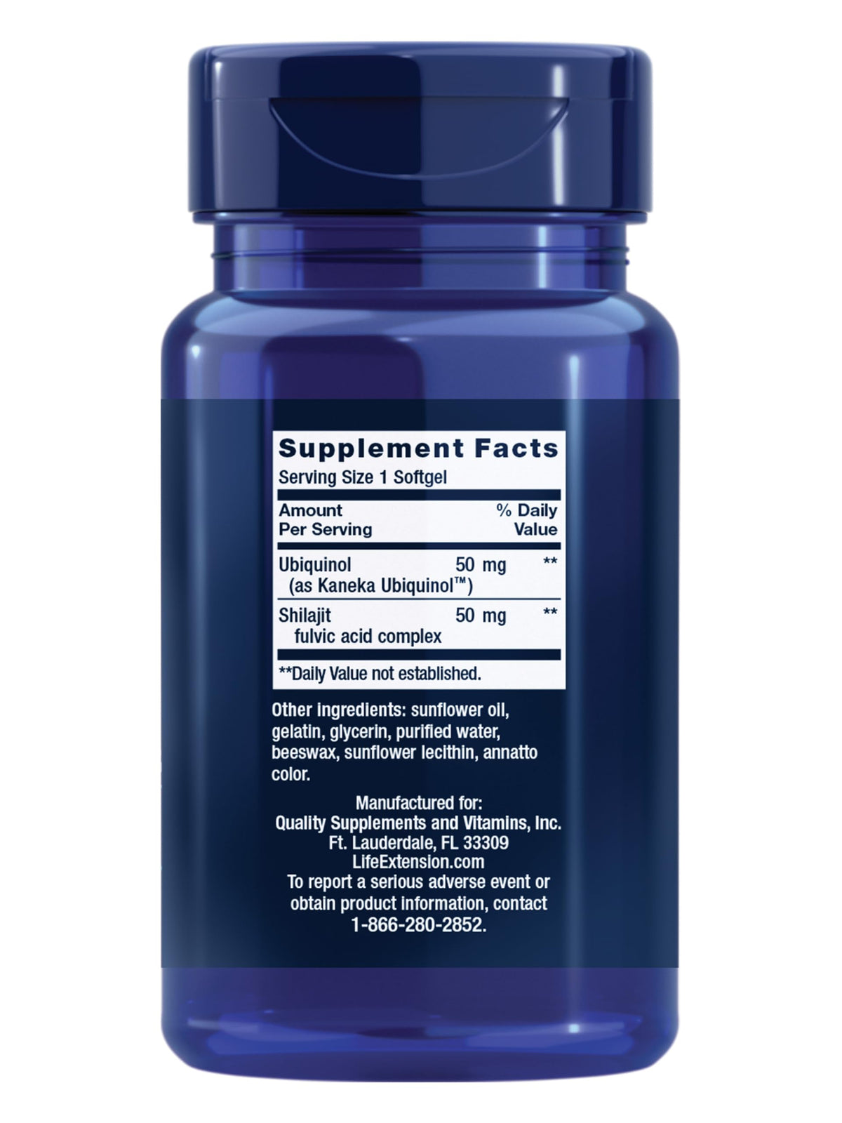 Life Extension Super Ubiquinol CoQ10 50 mg gélule ouverte montrant son contenu