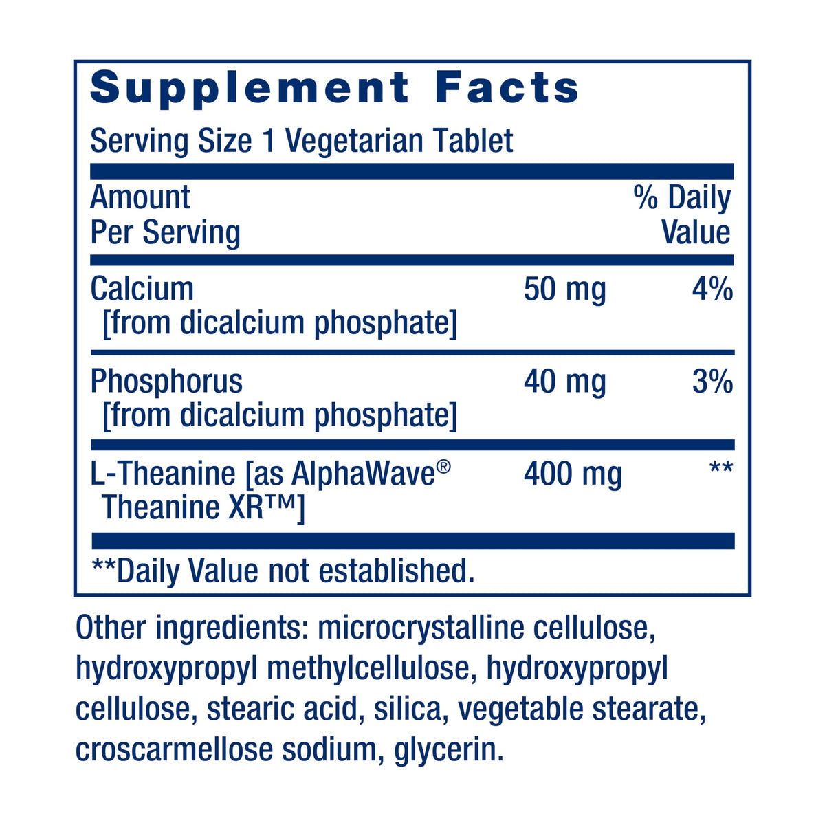 Life Extension Theanine XR™ emballage, vue de côté