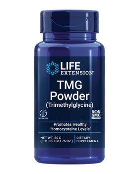 Life Extension TMG Poudre 190g vue de face avec étiquette