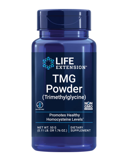 Life Extension TMG Poudre 190g vue de face avec étiquette