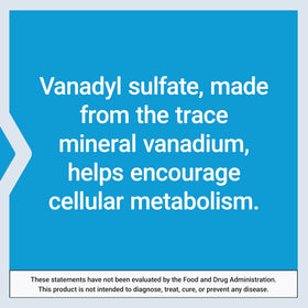 Life Extension Vanadyl Sulfate ingrédients listés sur l'emballage