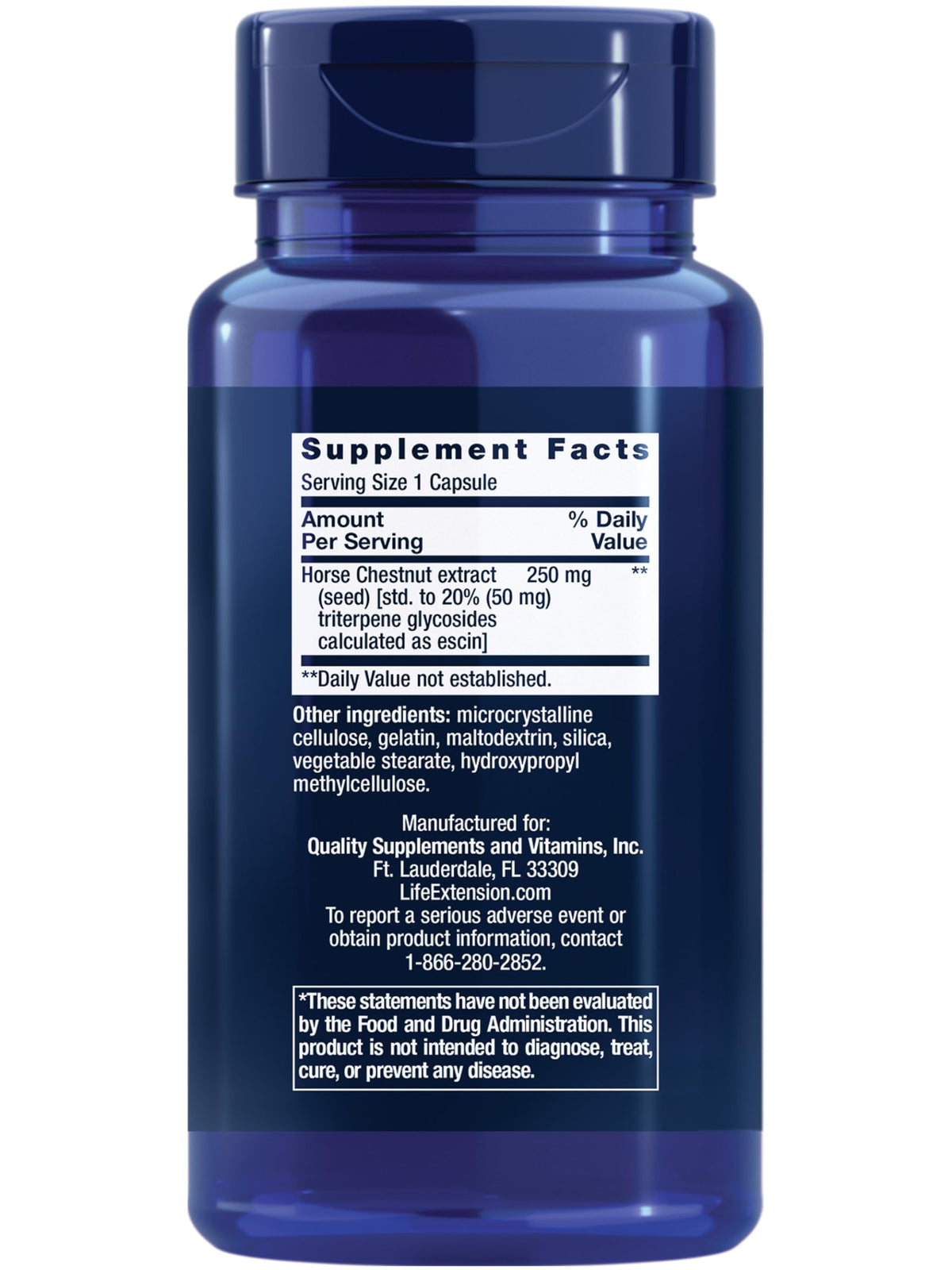 Life Extension Venotone 250 mg côté de l'emballage