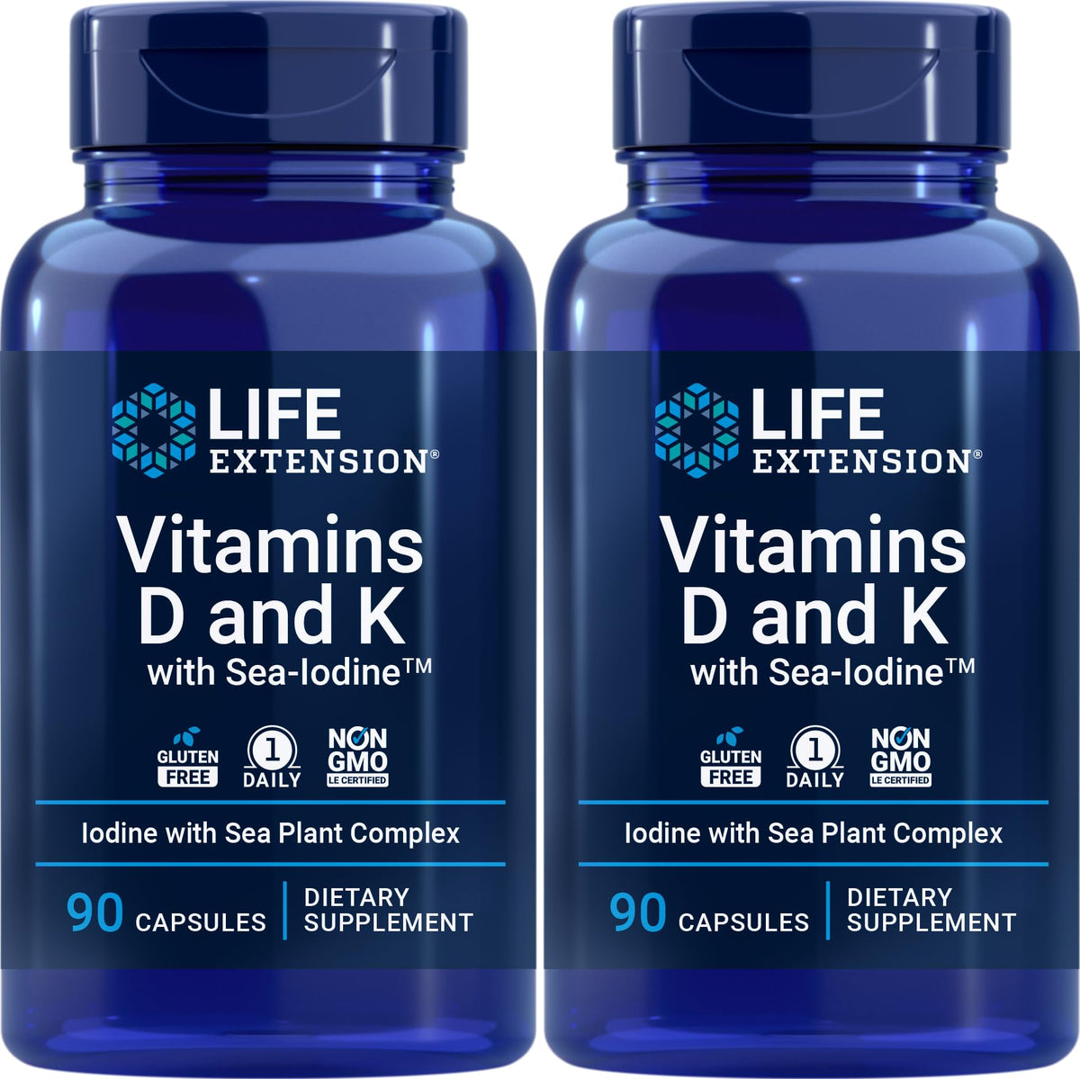 Life Extension Vitamines D et K avec Iode Marin, pack de 2 capsules