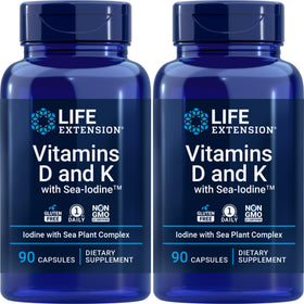 Life Extension Vitamines D et K avec Iode Marin, pack de 2 capsules
