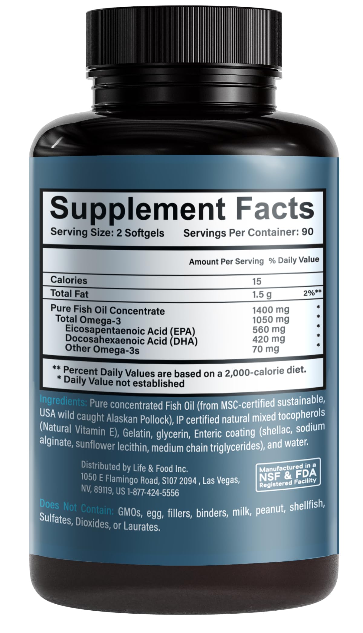 Life & Food Omega-3 1400 mg gélules avec emballage