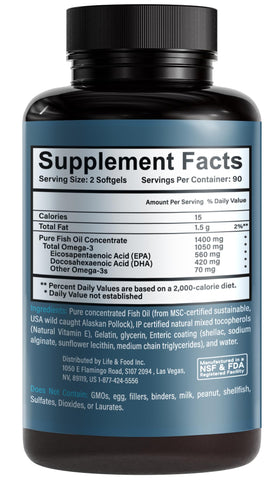 Life & Food Omega-3 1400 mg gélules avec emballage
