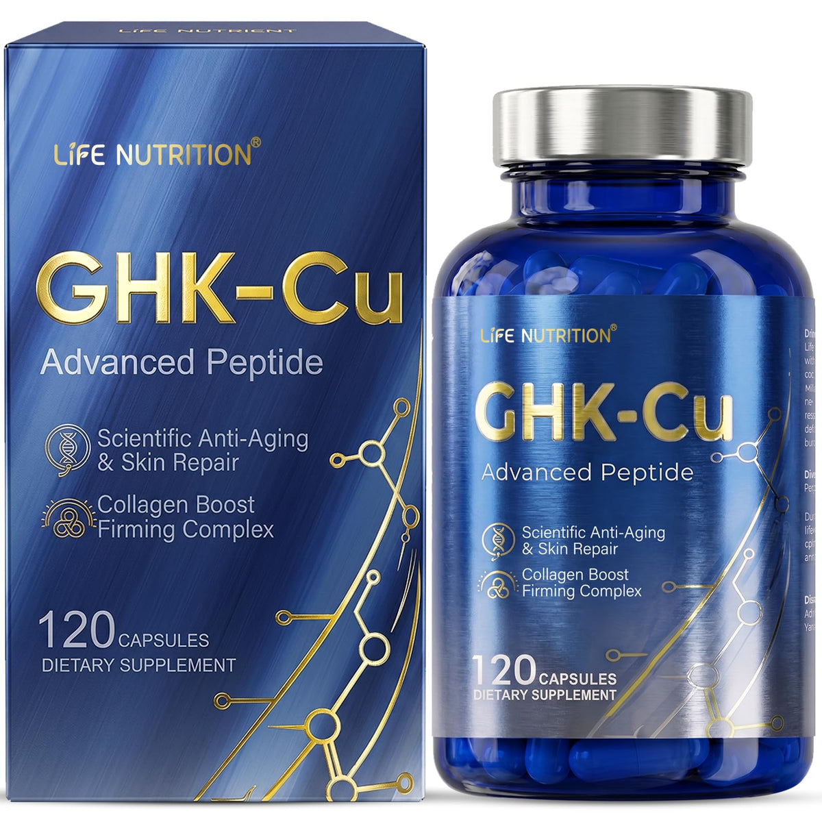 Life Nutrition GHK-Cu Complément Alimentaire 120 Gélules vue de face