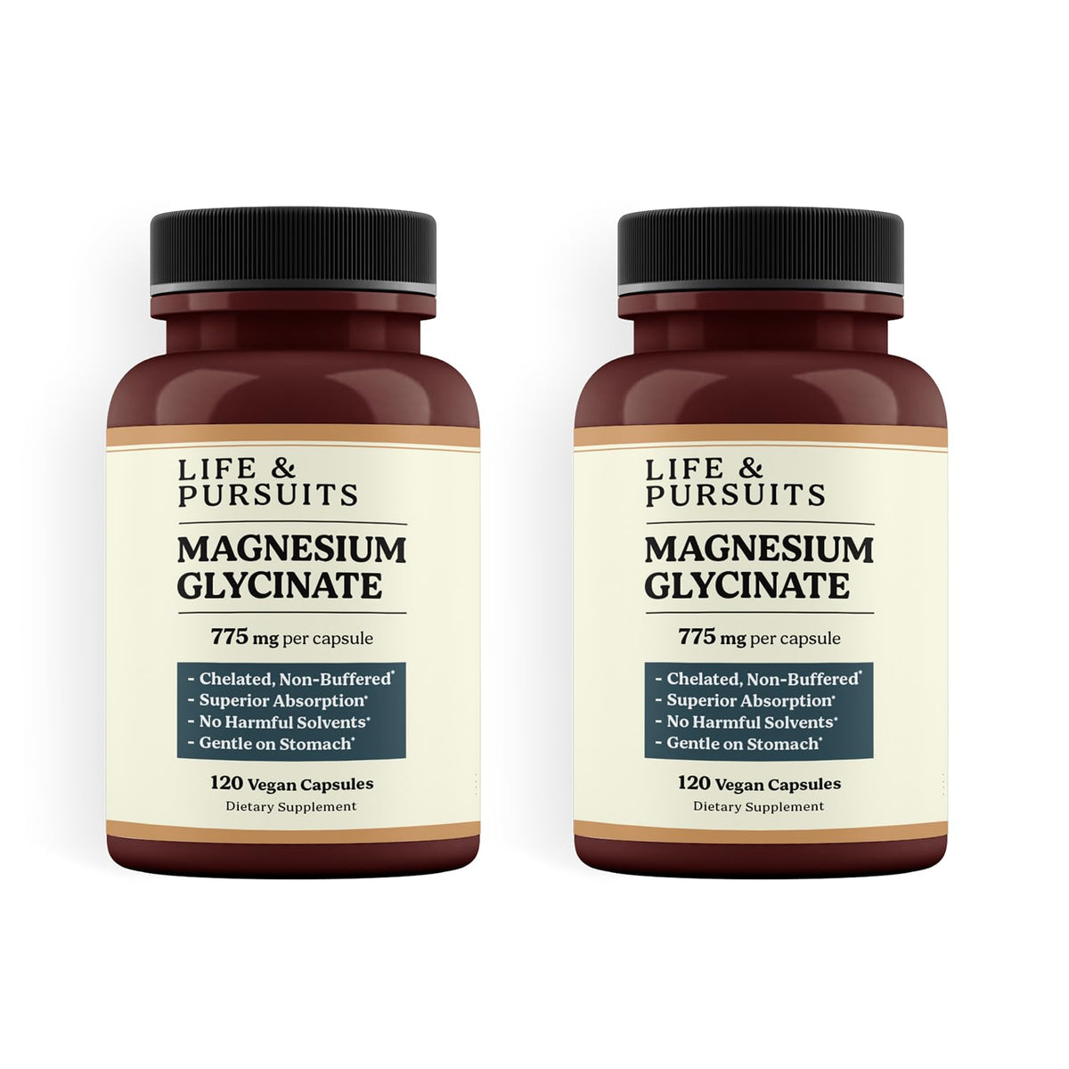 Life & Pursuits Magnésium Glycinate Pur 775 mg - vue avant du flacon