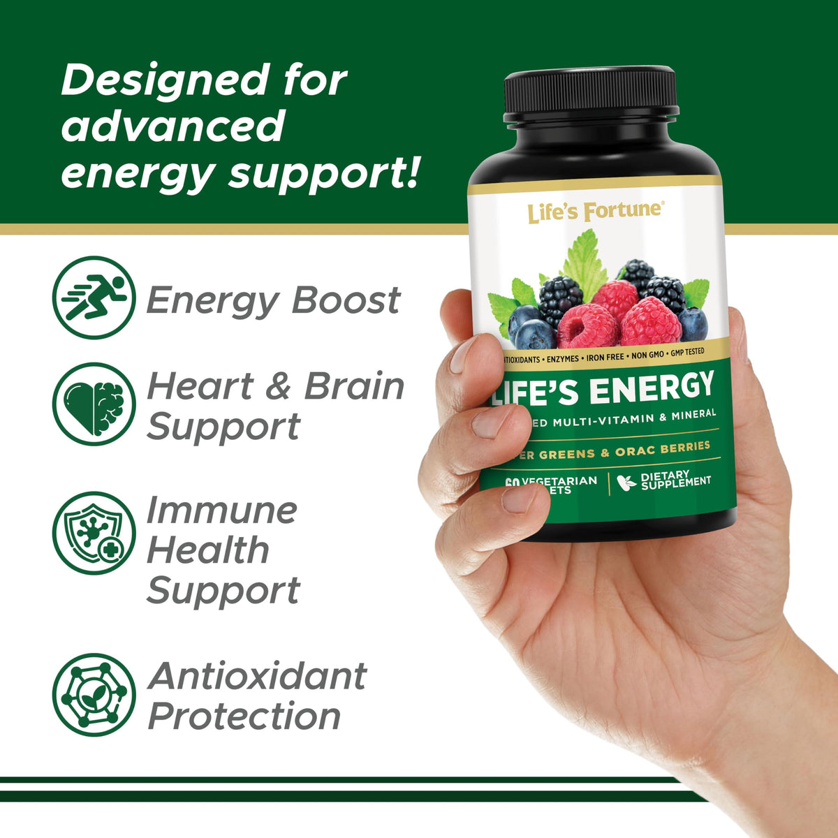 Life's Fortune Multivitamines Avancées 60 comprimés avec étiquette