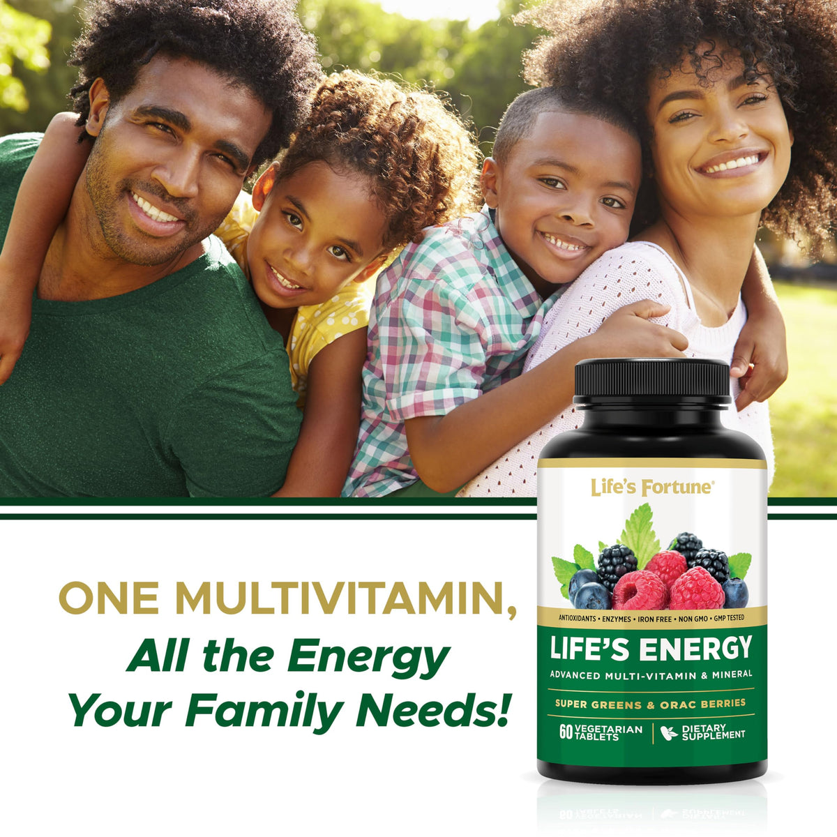 Life's Fortune Multivitamines Avancées 60 comprimés dans une main