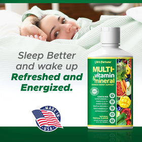 Life's Fortune multivitamines liquides 32 oz arrière de la bouteille