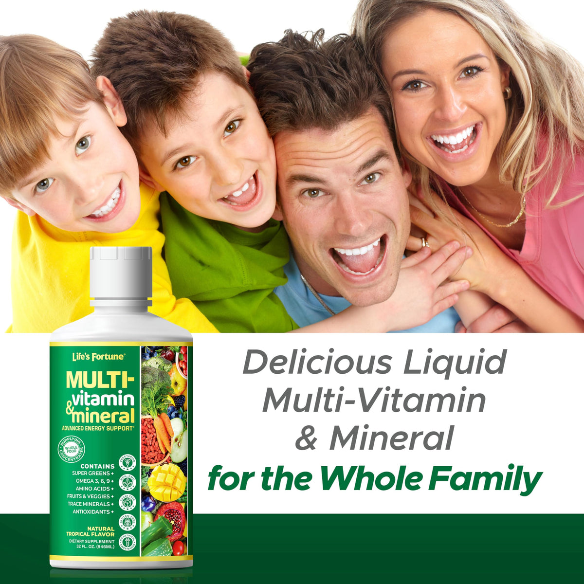 Life's Fortune multivitamines liquides 32 oz avec verre doseur