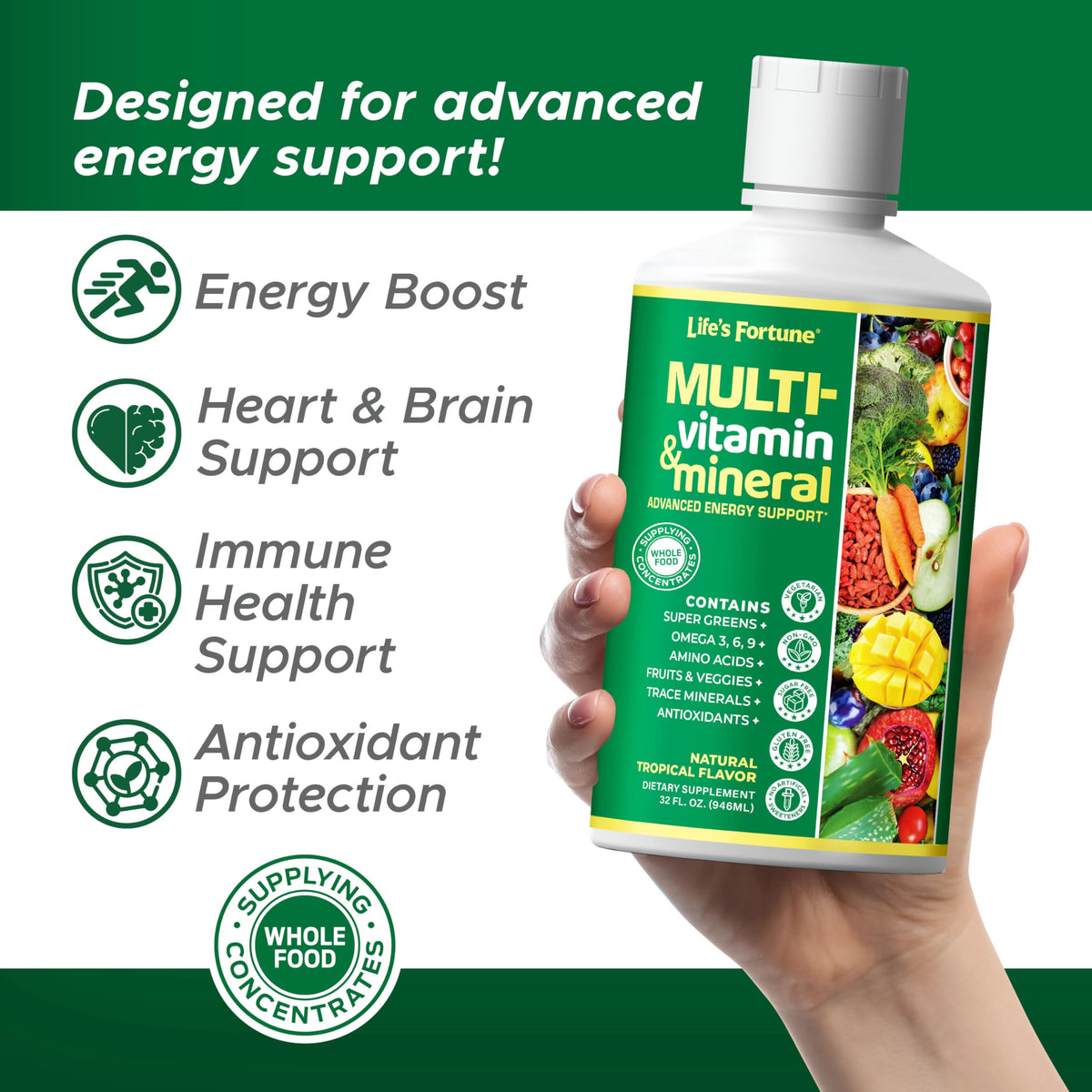 Life's Fortune multivitamines liquides 32 oz pack de 2
