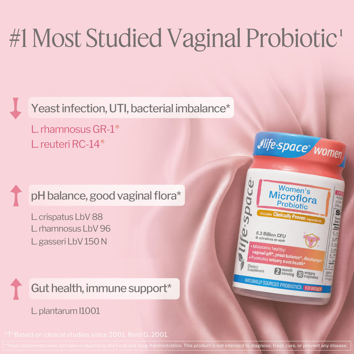 Life-Space complément probiotique vaginal 141g avec verre d'eau