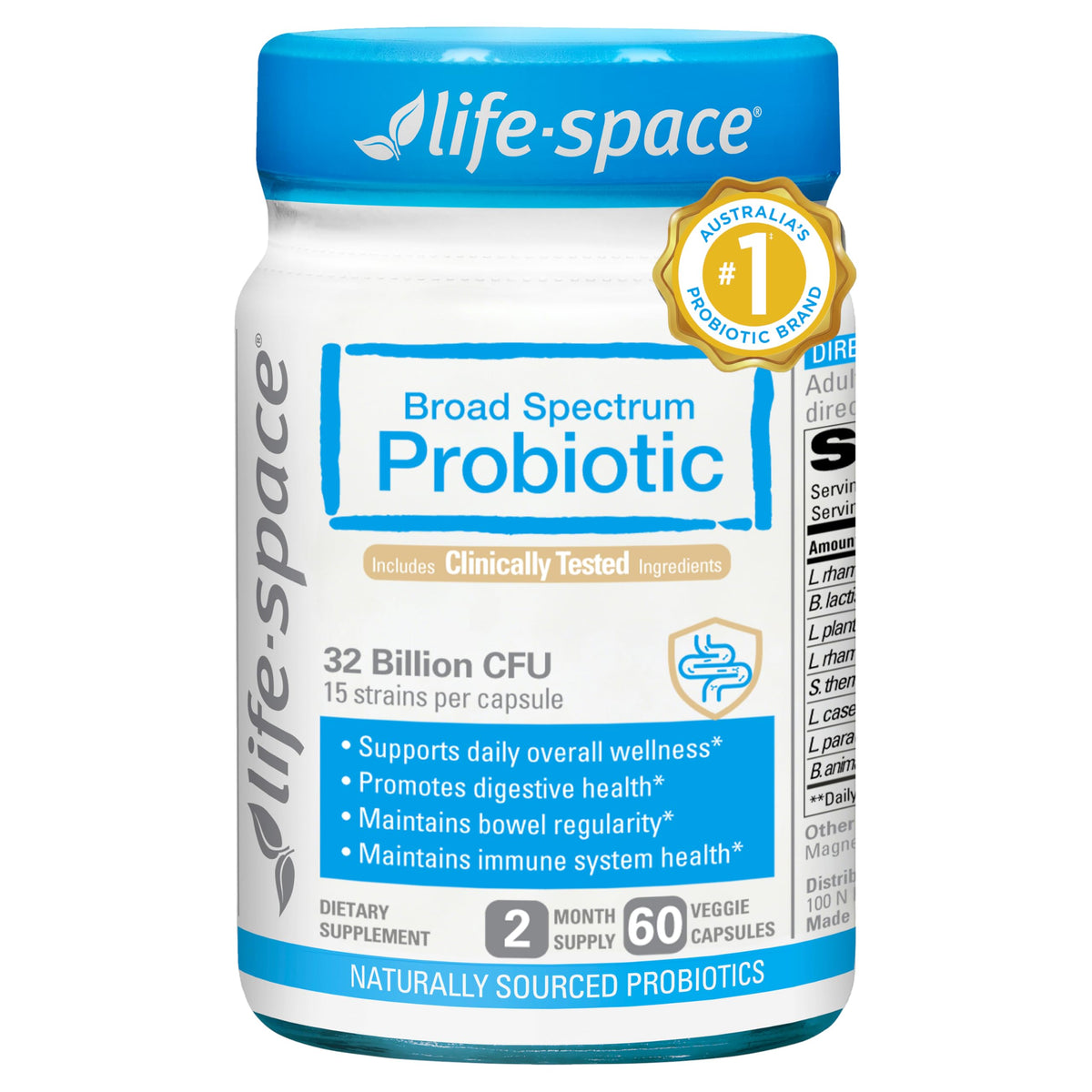 Life-Space Probiotique à Spectre Élargi 60 capsules vue de face