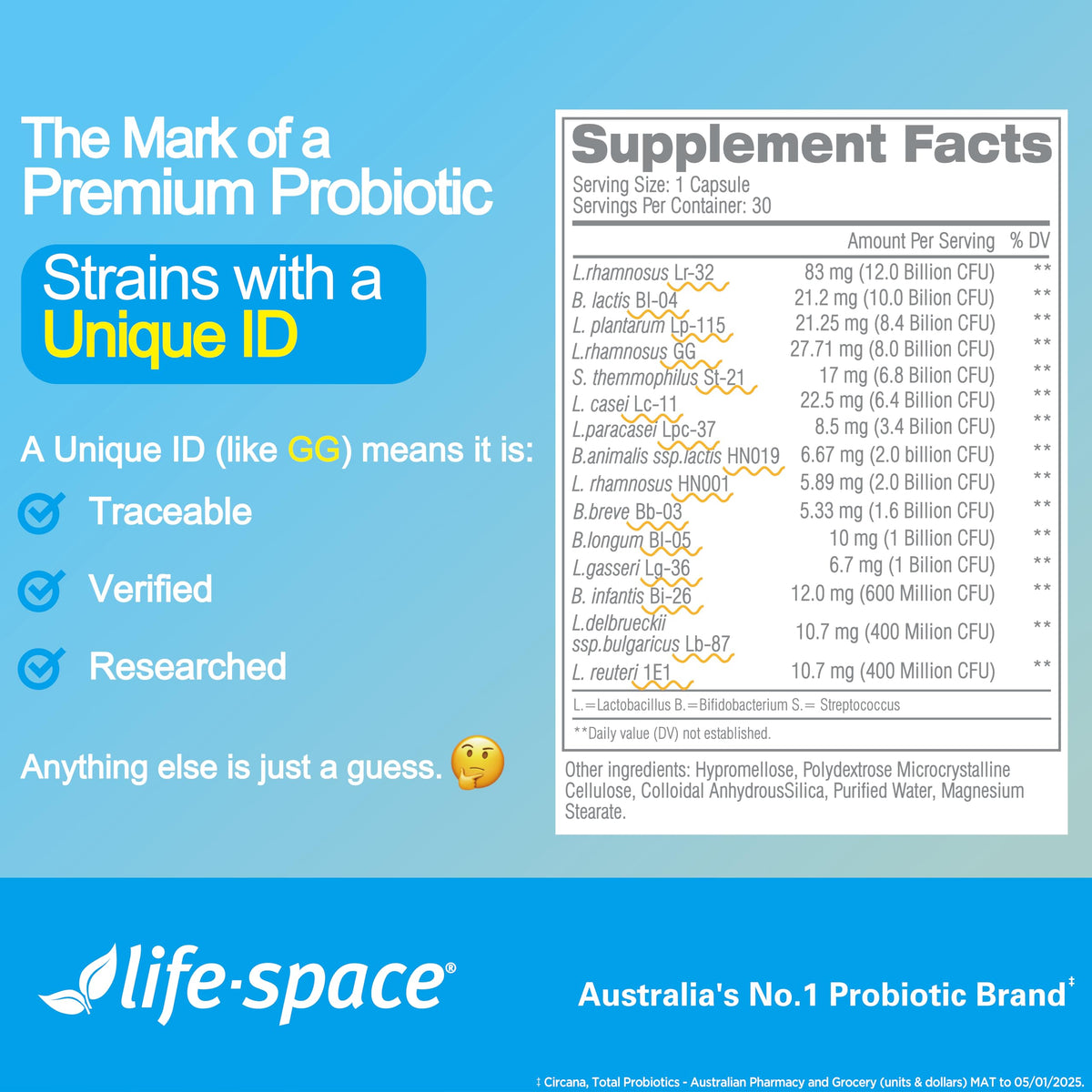 Life-Space Probiotique Double Force - capsules végétales dans une main