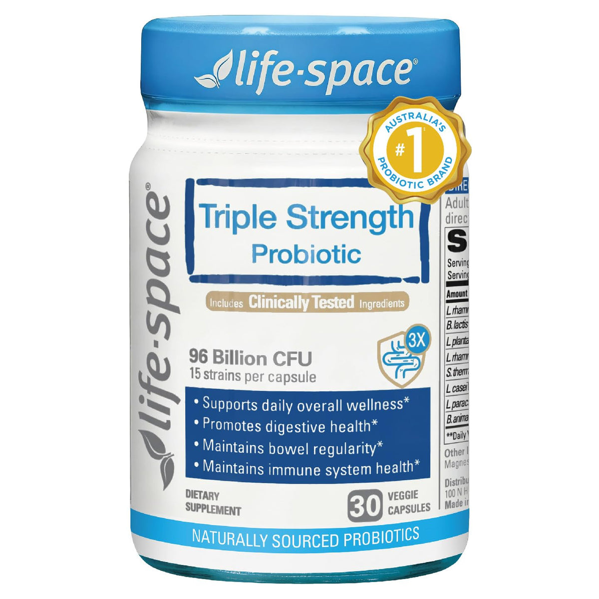 Life-Space Probiotique Triple Force 30 Capsules Végétales vue de face