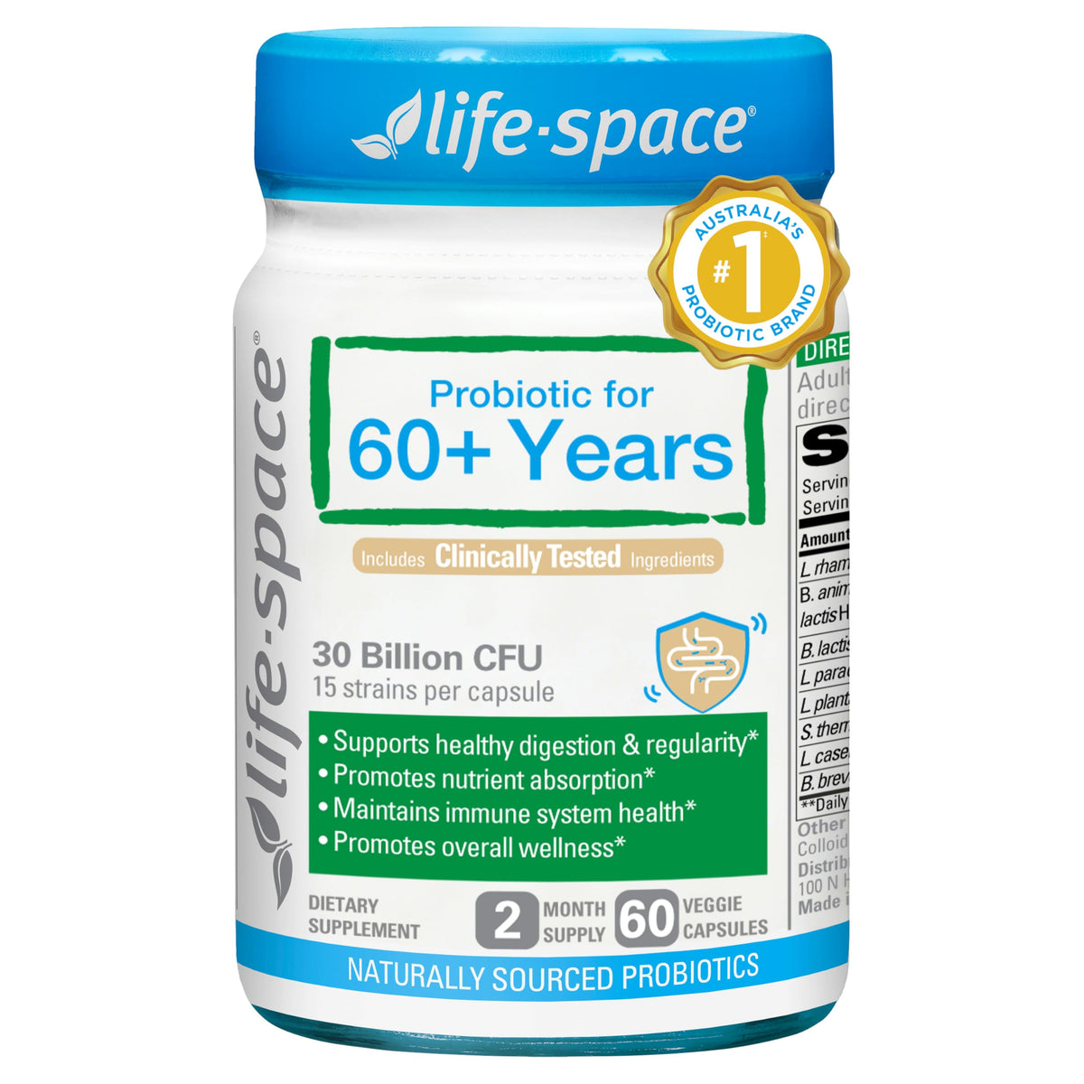 Life-Space Probiotiques 60+ ans 30B CFU 60 Ct vue avant