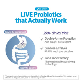 Life-Space Probiotiques 60 Capsules Végétariennes sur fond blanc
