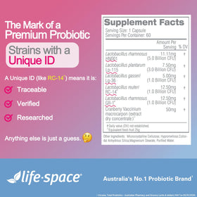 Life-Space Probiotiques Urogen Femmes capsules avec verre d'eau