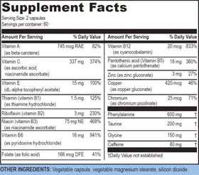 Life support Blast Caps 60 capsules, vue arrière avec ingrédients
