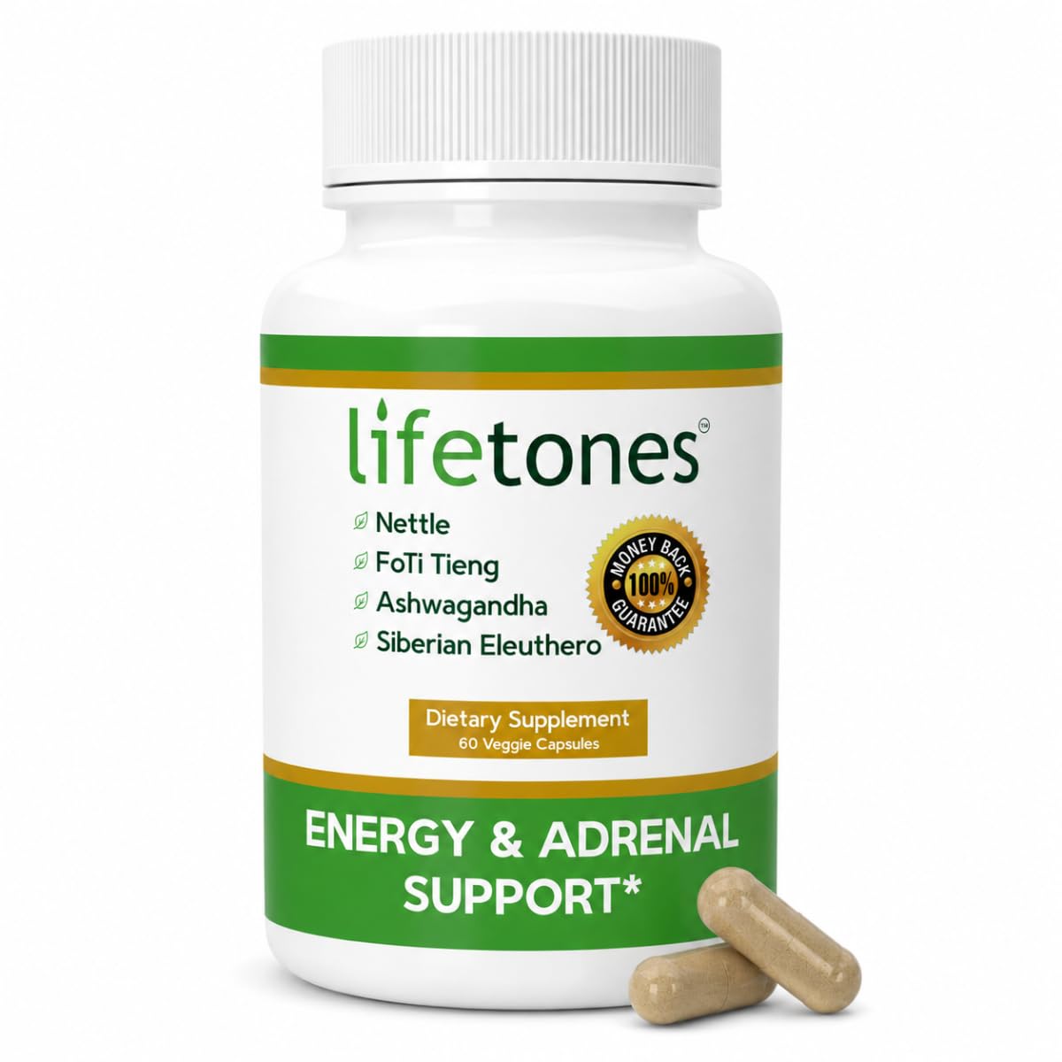 Life Tones Complément Alimentaire Énergie et Soutien Surrénalien 60 Capsules Végétales vue de face