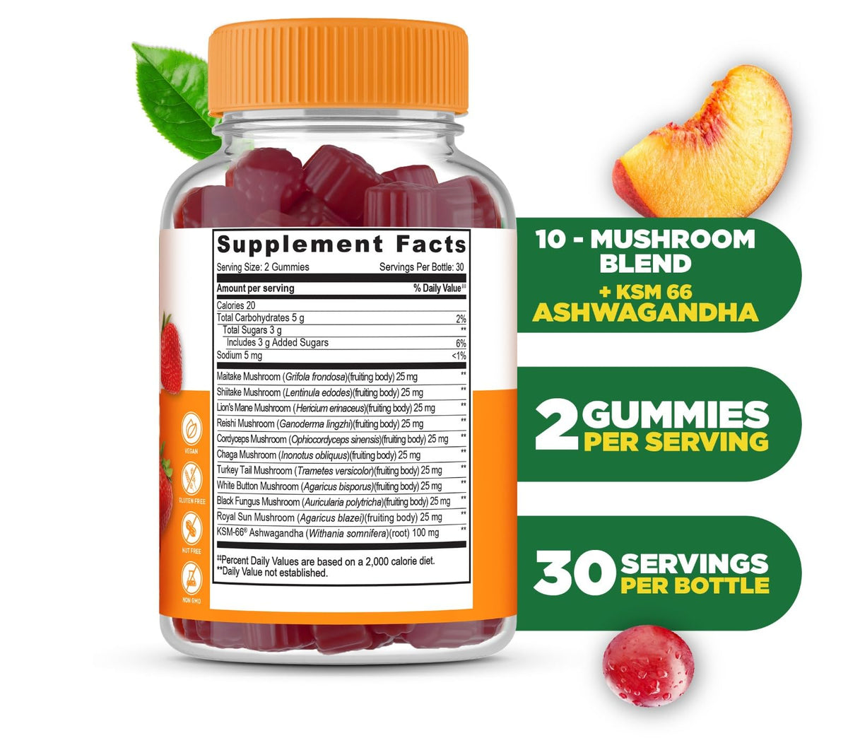 Lifeable Gélules de Champignons Vegan 60 Gummies présentation des gélules