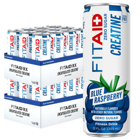 LIFEAID Boisson de Récupération Creatine 24 Canettes Saveur Framboise Bleue vue de face
