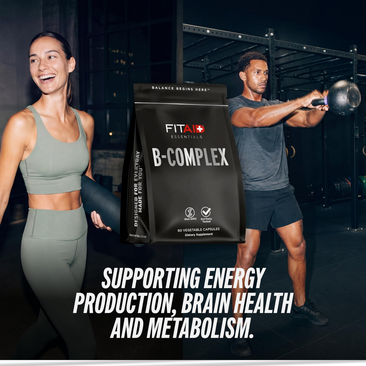 LIFEAID FITAID B-Complex capsules ouvertes montrant leur taille