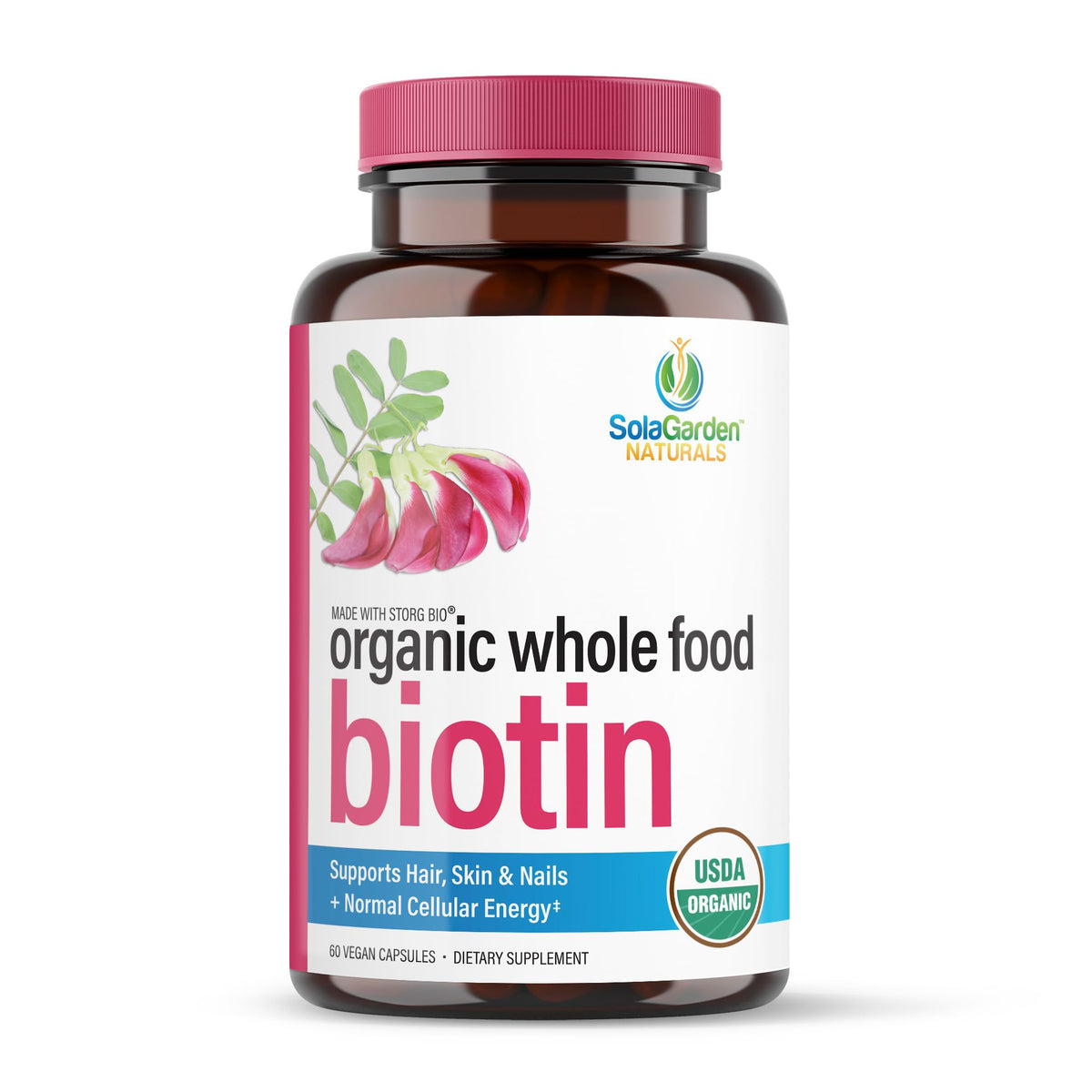 LifeGarden Naturals compléments alimentaires biotine 5000 MCG devant le flacon