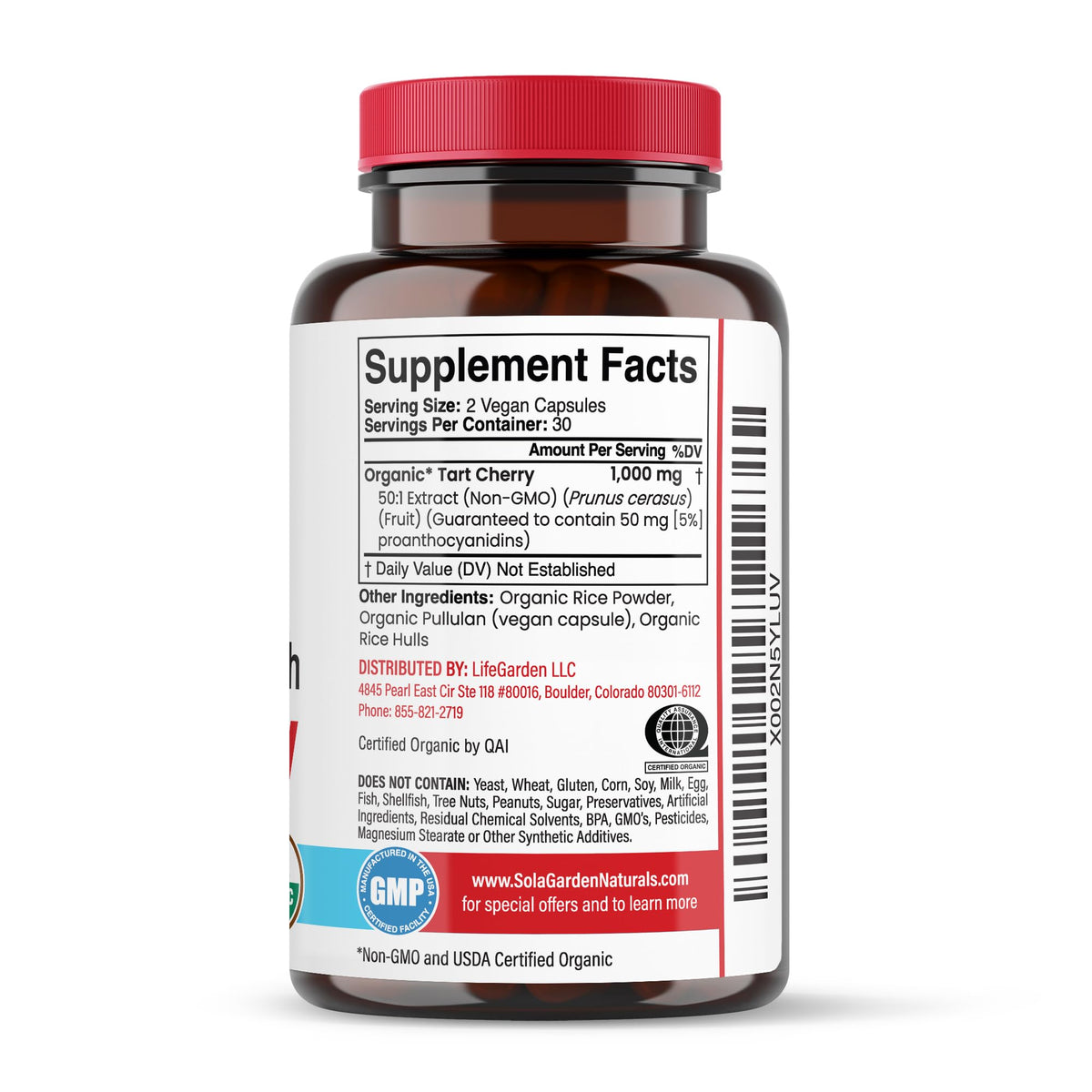 LifeGarden Naturals Supplément Cerise Acide 50:1 60 Capsules sur une table