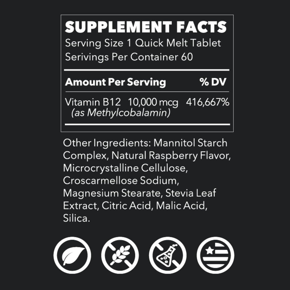 LifeSeasons B12 10 000 mcg comprimés fondants, vue de côté
