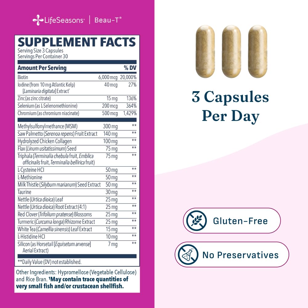 LifeSeasons Beau-T 180 capsules vue arrière du produit