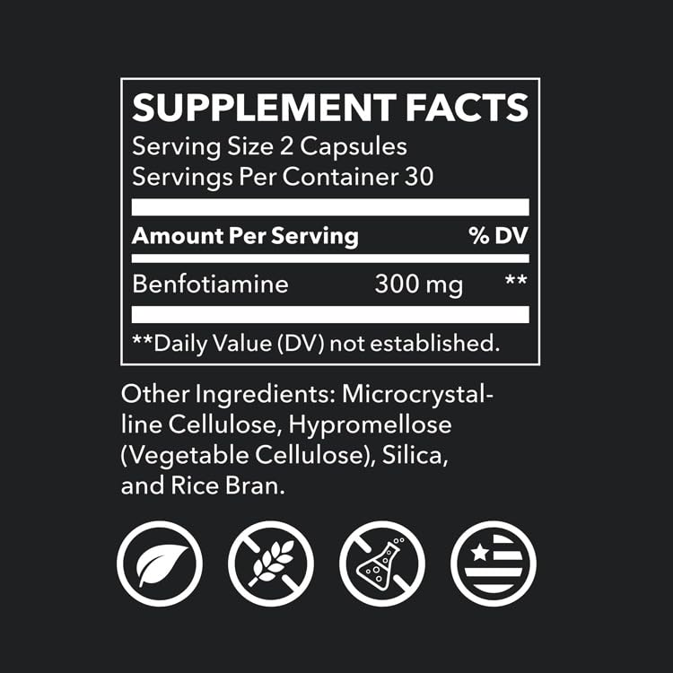 LifeSeasons Benfotiamine 300 mg capsules végétaliennes sur fond blanc