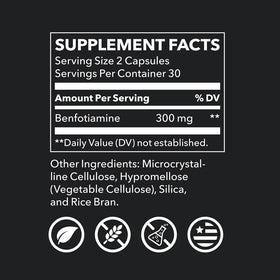 LifeSeasons Benfotiamine 300 mg capsules végétaliennes sur fond blanc