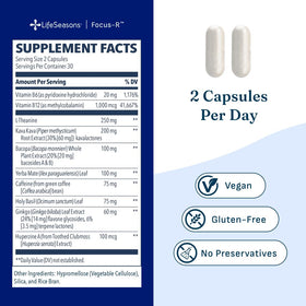 LifeSeasons Focus-R 60 capsules végétales, ouverture du flacon