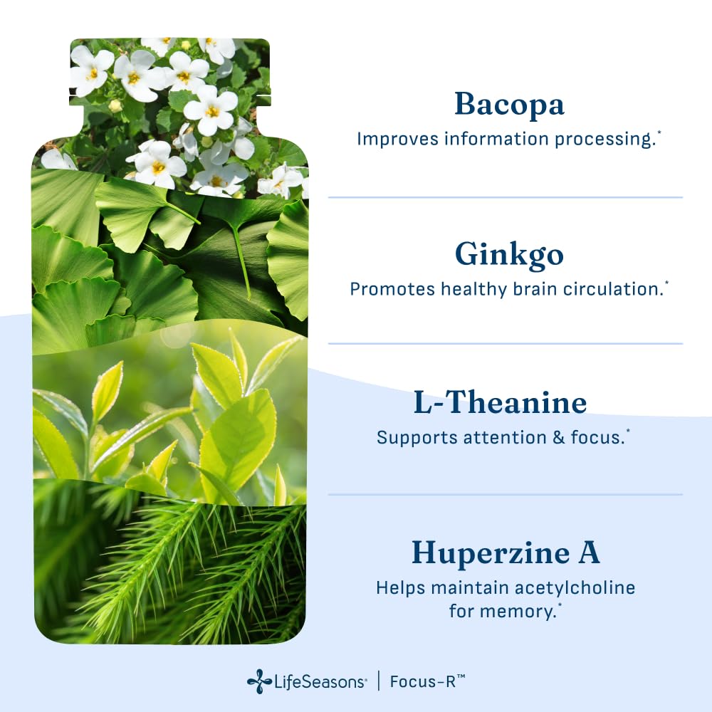 LifeSeasons Focus-R 60 capsules végétales, présentation sur une table