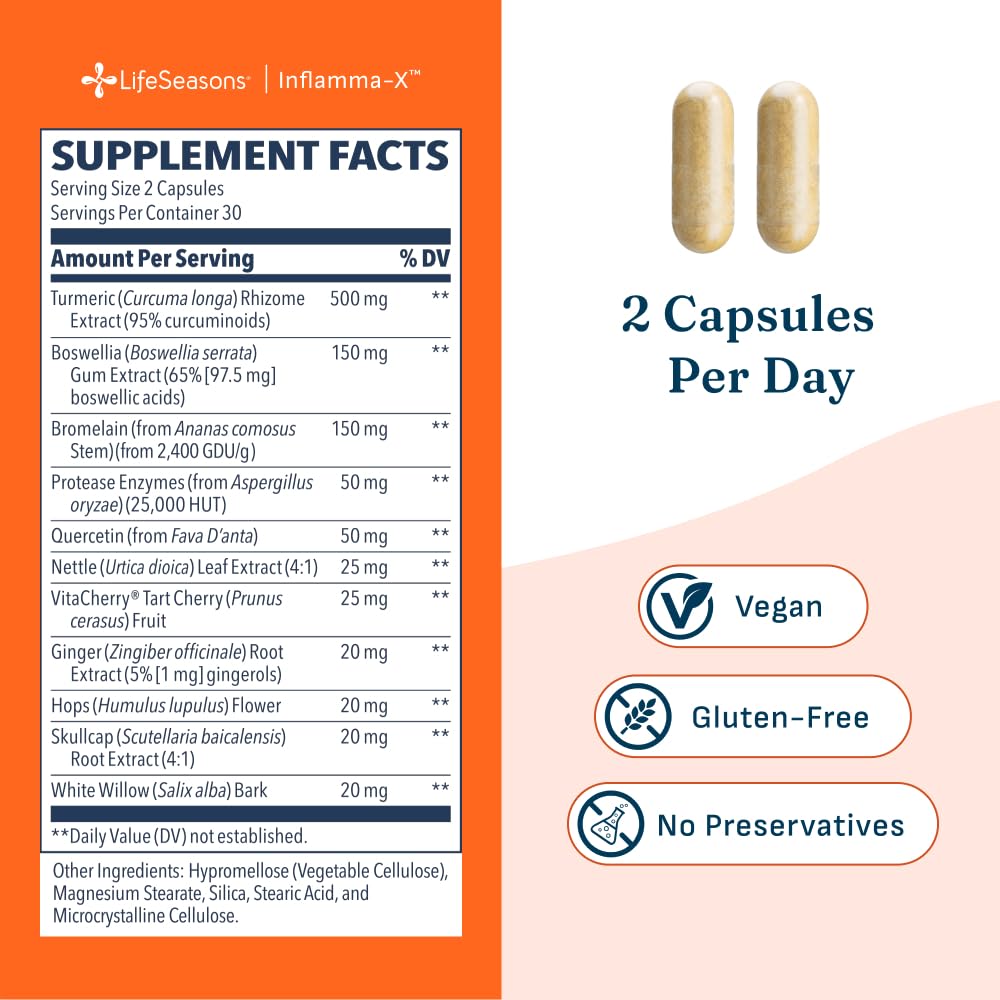 LifeSeasons Inflamma-X Complément Alimentaire ouvert avec capsules visibles