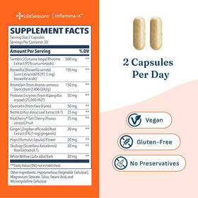 LifeSeasons Inflamma-X Complément Alimentaire ouvert avec capsules visibles