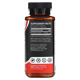 LifeSeasons N-Acetyl Cysteine 750 mg packaging with label