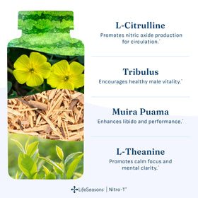 LifeSeasons Nitro-T 90 capsules sur une table en bois
