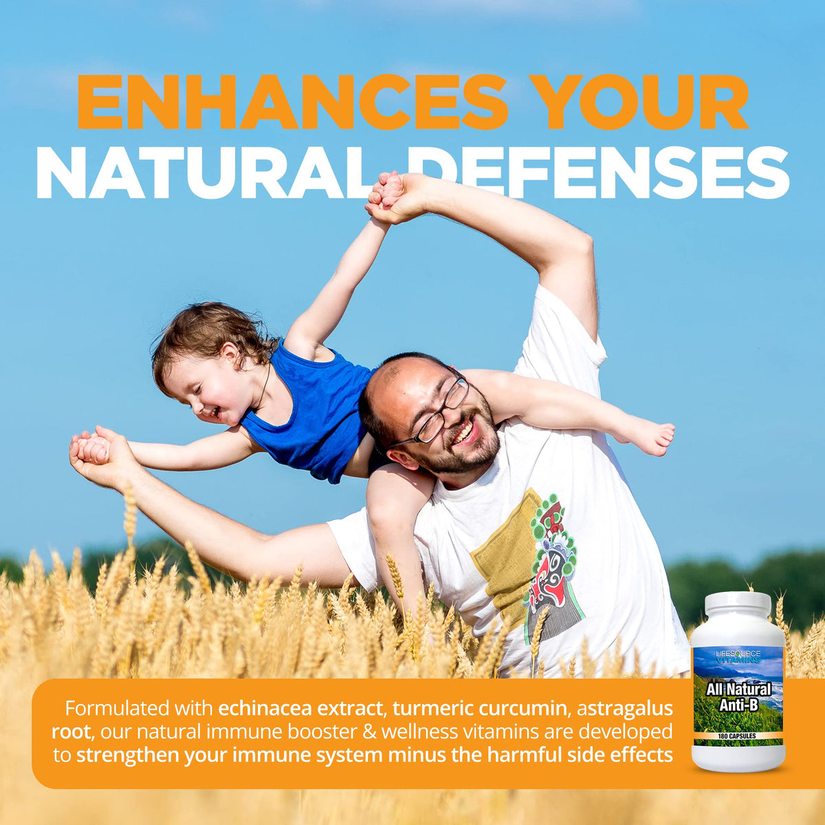 LifeSource Vitamins Complément Alimentaire Anti-B 180 Capsules, présentation du produit