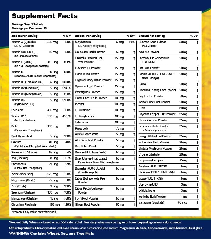LifeSource Vitamins Multivitamines 90 comprimés avec ingrédients naturels