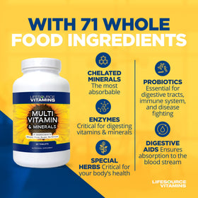 LifeSource Vitamins Multivitamines 90 comprimés avec verre d'eau