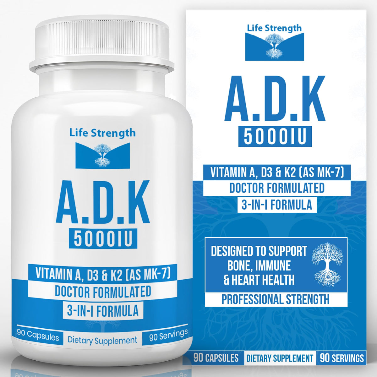 LifeStrength ADK 5 complément alimentaire 90 capsules vue avant