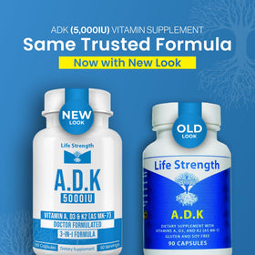 LifeStrength ADK 5 complément alimentaire vue de côté avec étiquette