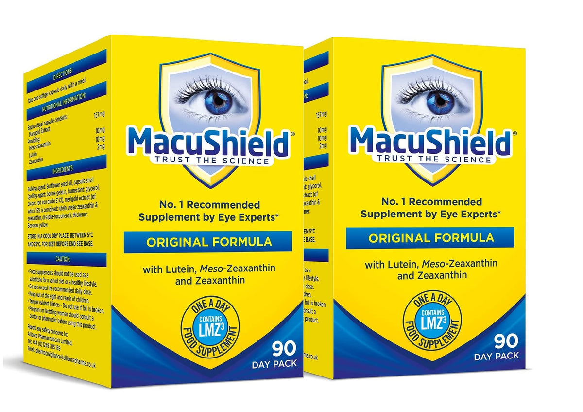Lifestyle scene with MacuShield capsules on a table